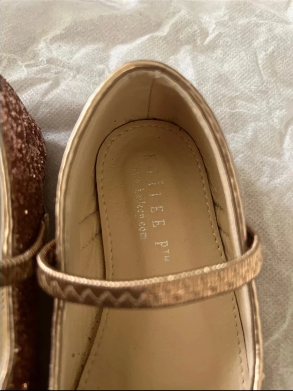 Kailee P. Girls' Rose Gold Glitter Ballerina Flats